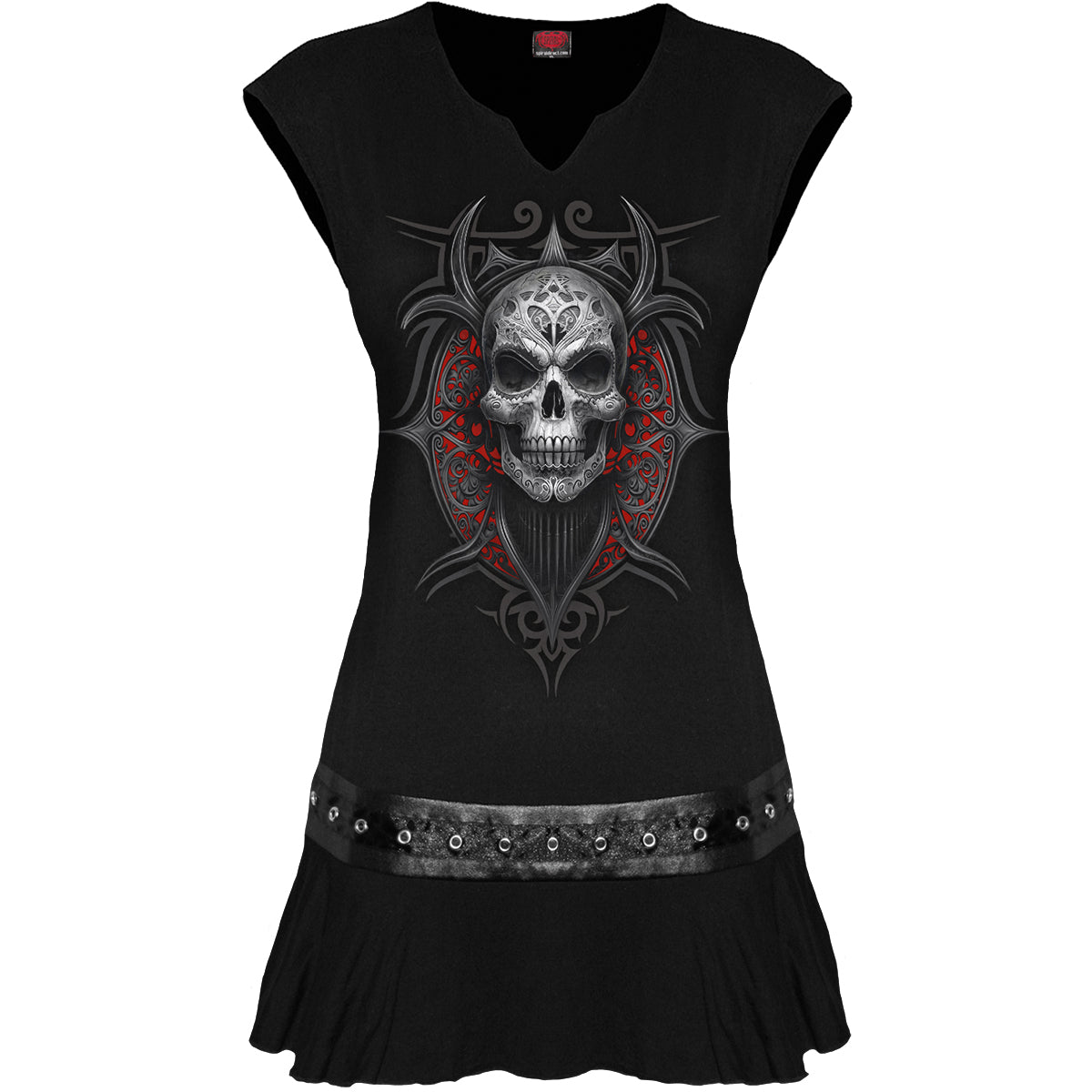 Spiral - HIGH PRIESTESS - Stud Waist Mini Dress Black, 2XL Spiral - HIGH PRIESTESS - Stud Waist Mini Dress Black, 2XL