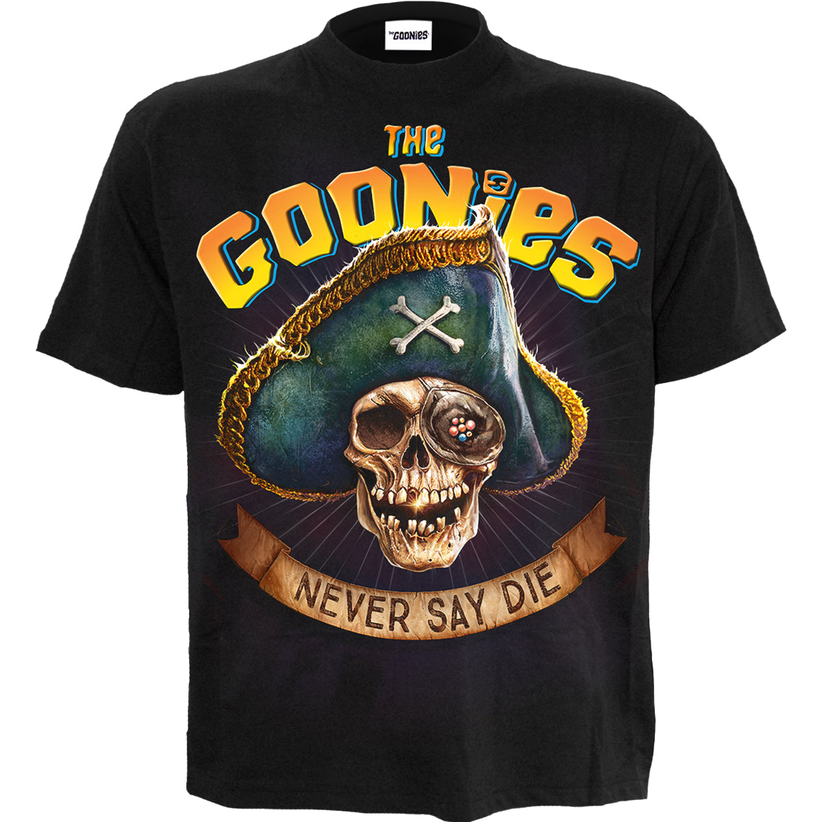 THE GOONIES - PIRATE CREST - Front Print T-Shirt Black