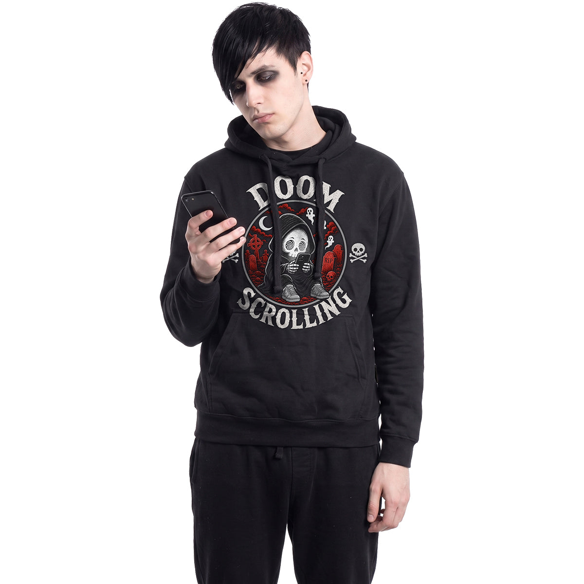 DOOM SCROLLING - Hoody Black Front Only