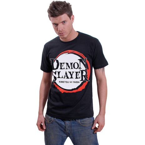 DEMON SLAYER – LOGO - Front Print T-Shirt Black