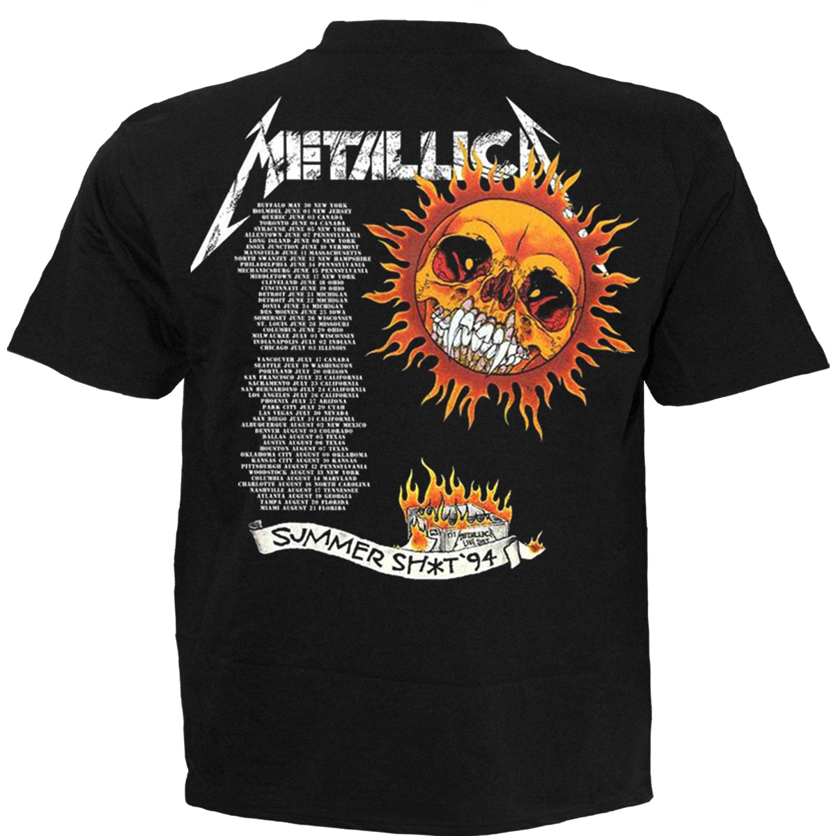METALLICA - FLAMING SKULL TOUR 94 - T-SHIRT - T-Shirt Black