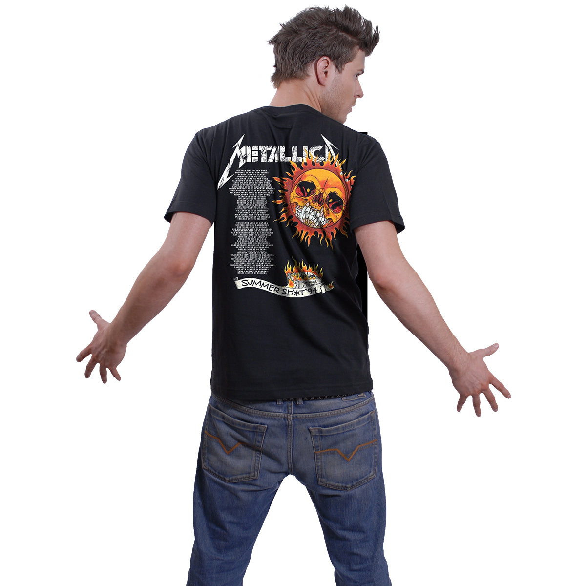 METALLICA - FLAMING SKULL TOUR 94 - T-SHIRT - T-Shirt Black