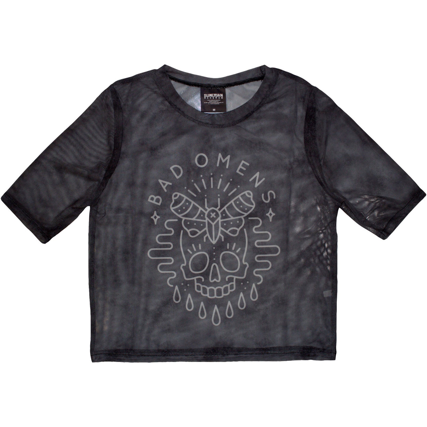BAD OMENS - MOTH SKULL - Crop Top Grey (Mesh)