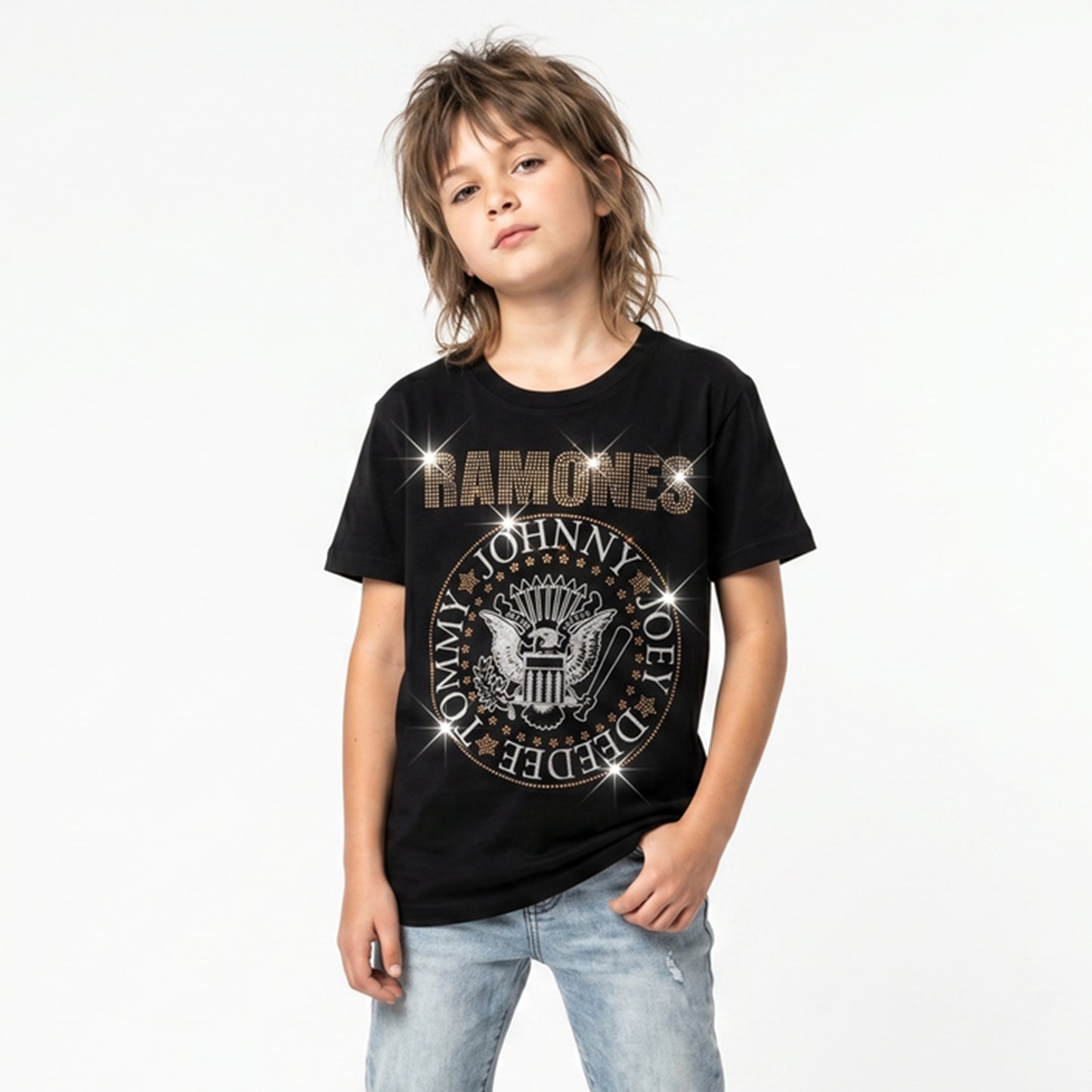 RAMONES - PRESIDENTIAL SEAL - Kids T-Shirt Black (Embellished)