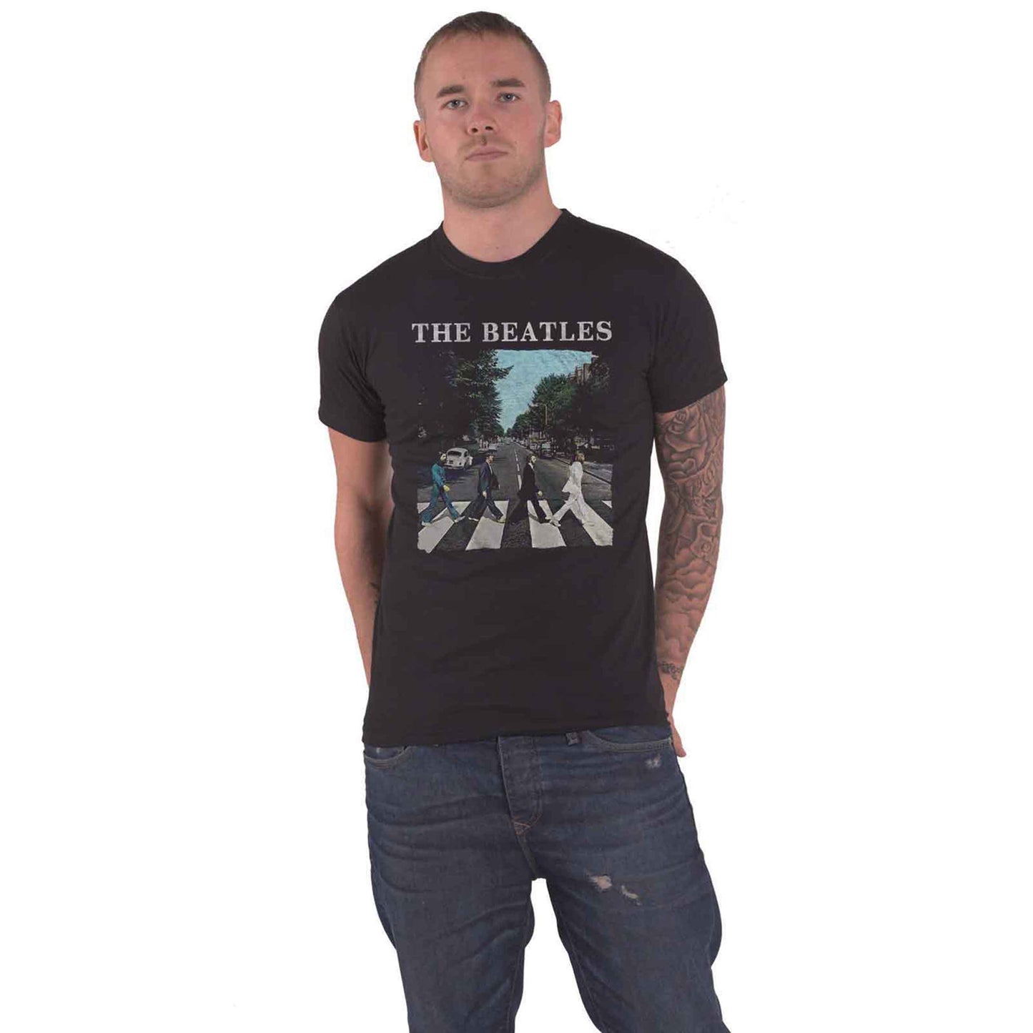 BEATLES, THE - ABBEY ROAD & LOGO - T-Shirt Black