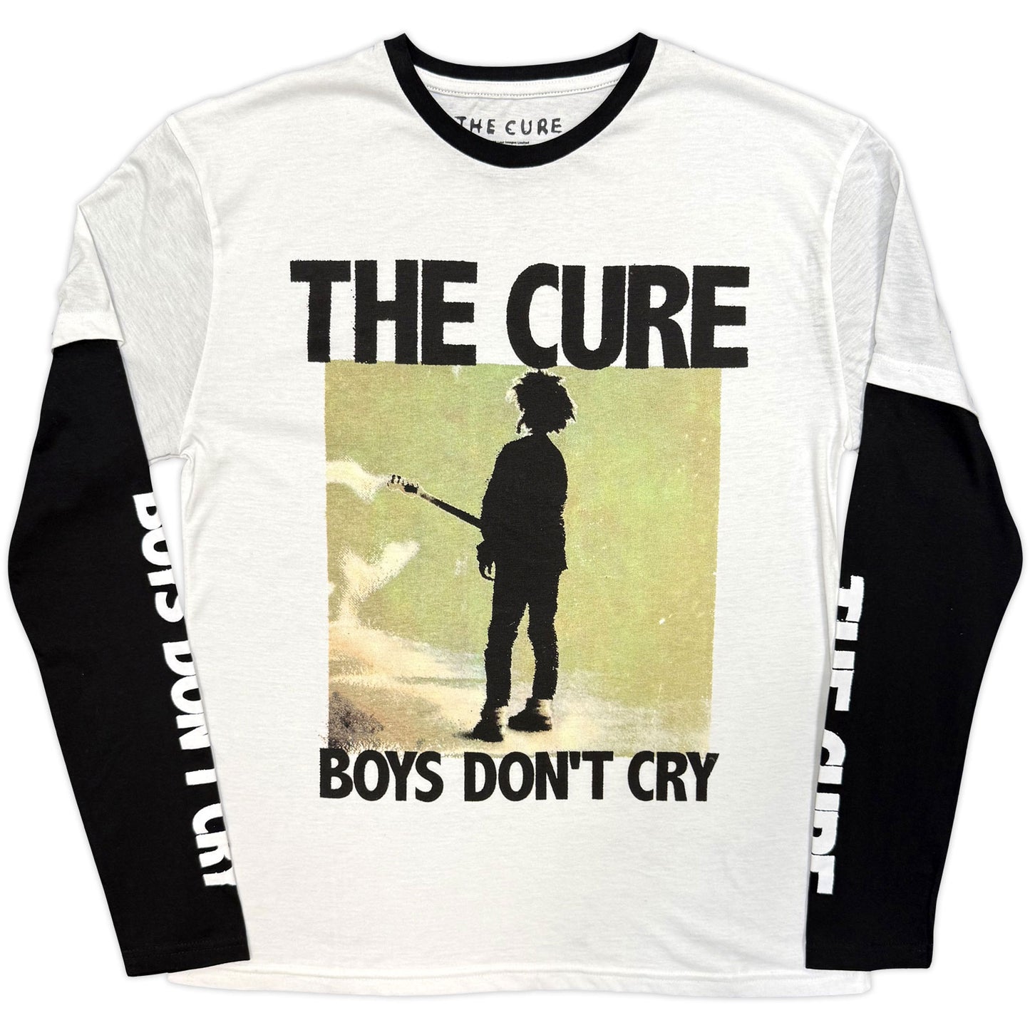 CURE, THE - BOYS DON'T CRY BOX - Layered Long Sleeve T-Shirt Black, White (Sleeve Print)