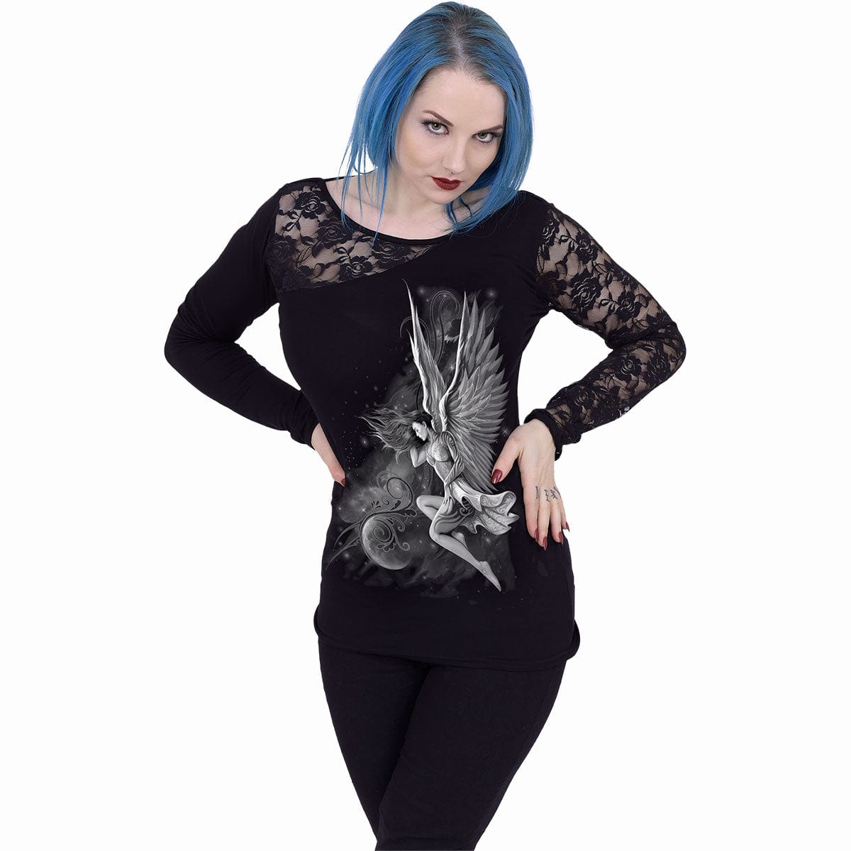 LUCID DREAMS - Lace One Shoulder Top Black - Spiral USA