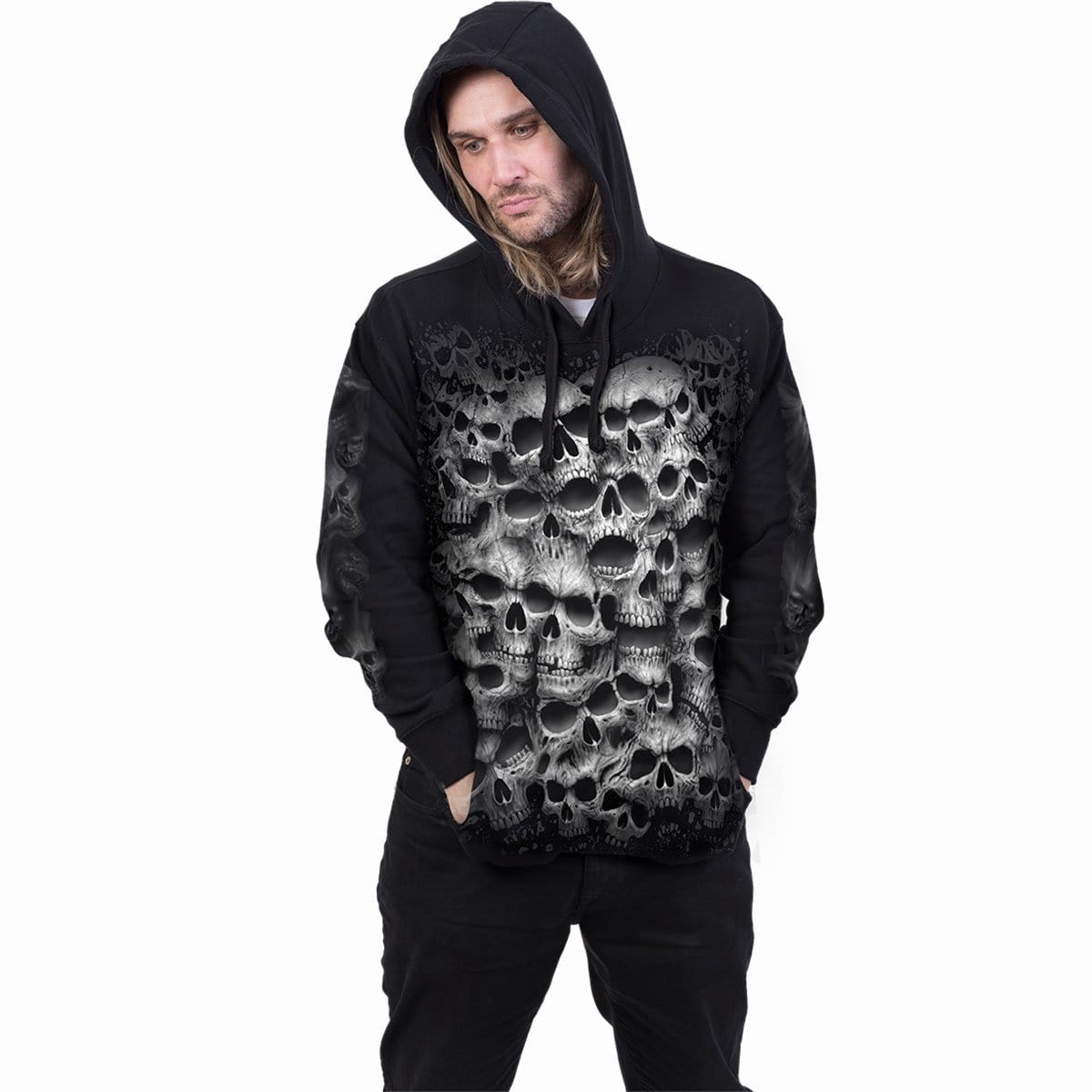 TWISTED SKULLS - Hoody Black - Spiral USA