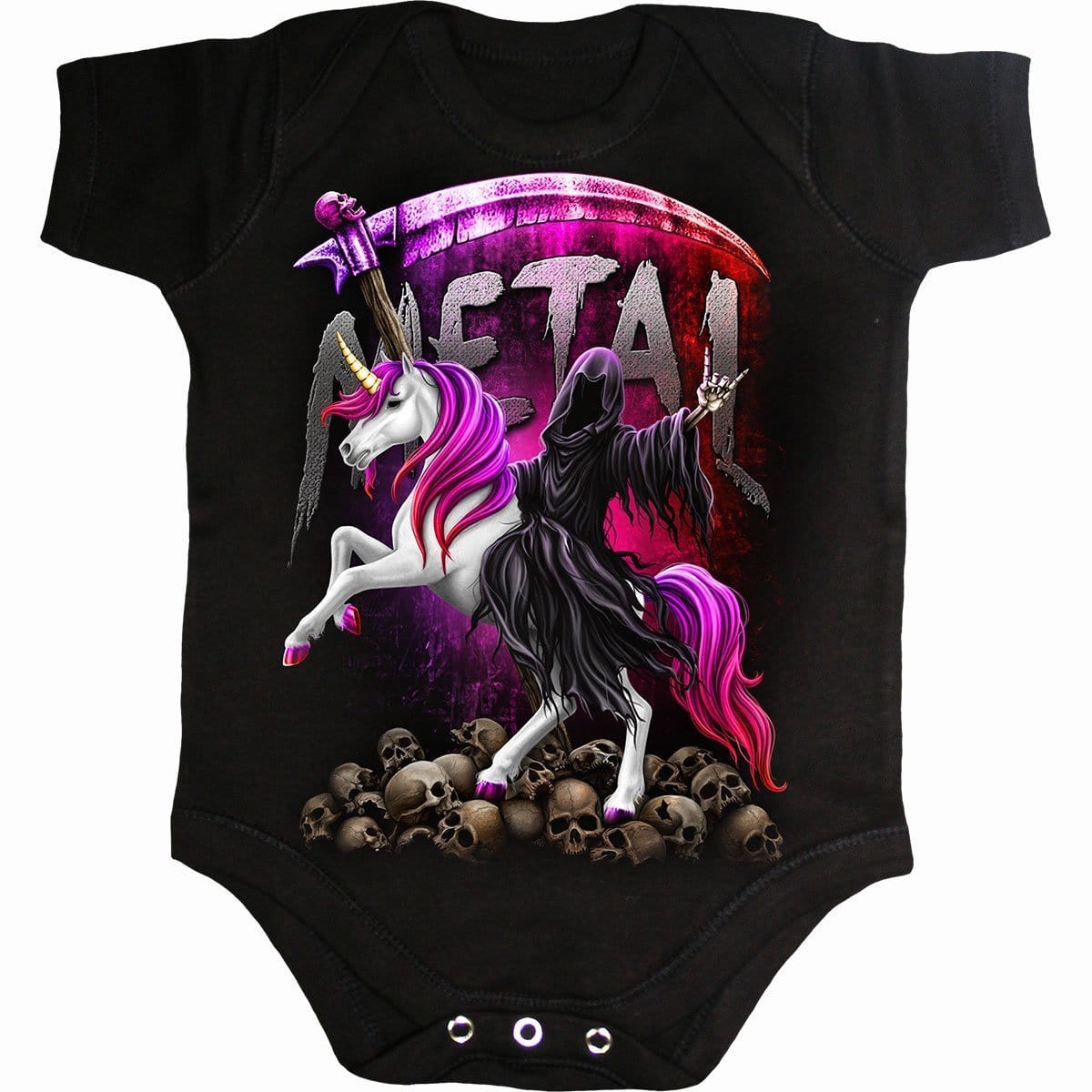 METALLICORN - Baby Sleepsuit Black - Spiral USA