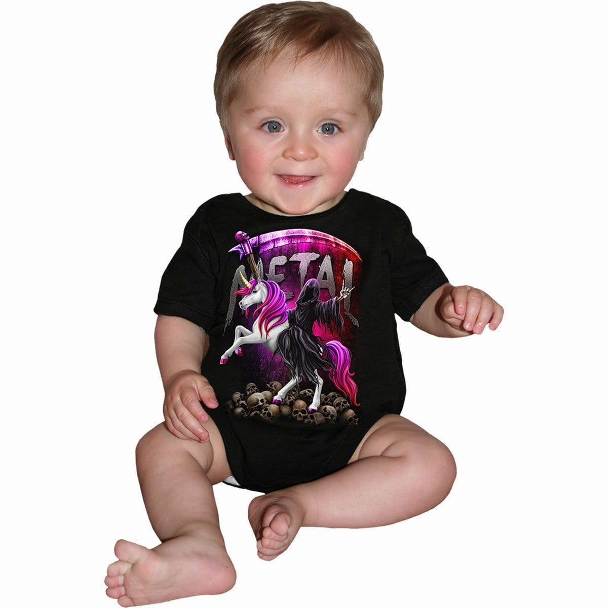 METALLICORN - Baby Sleepsuit Black - Spiral USA