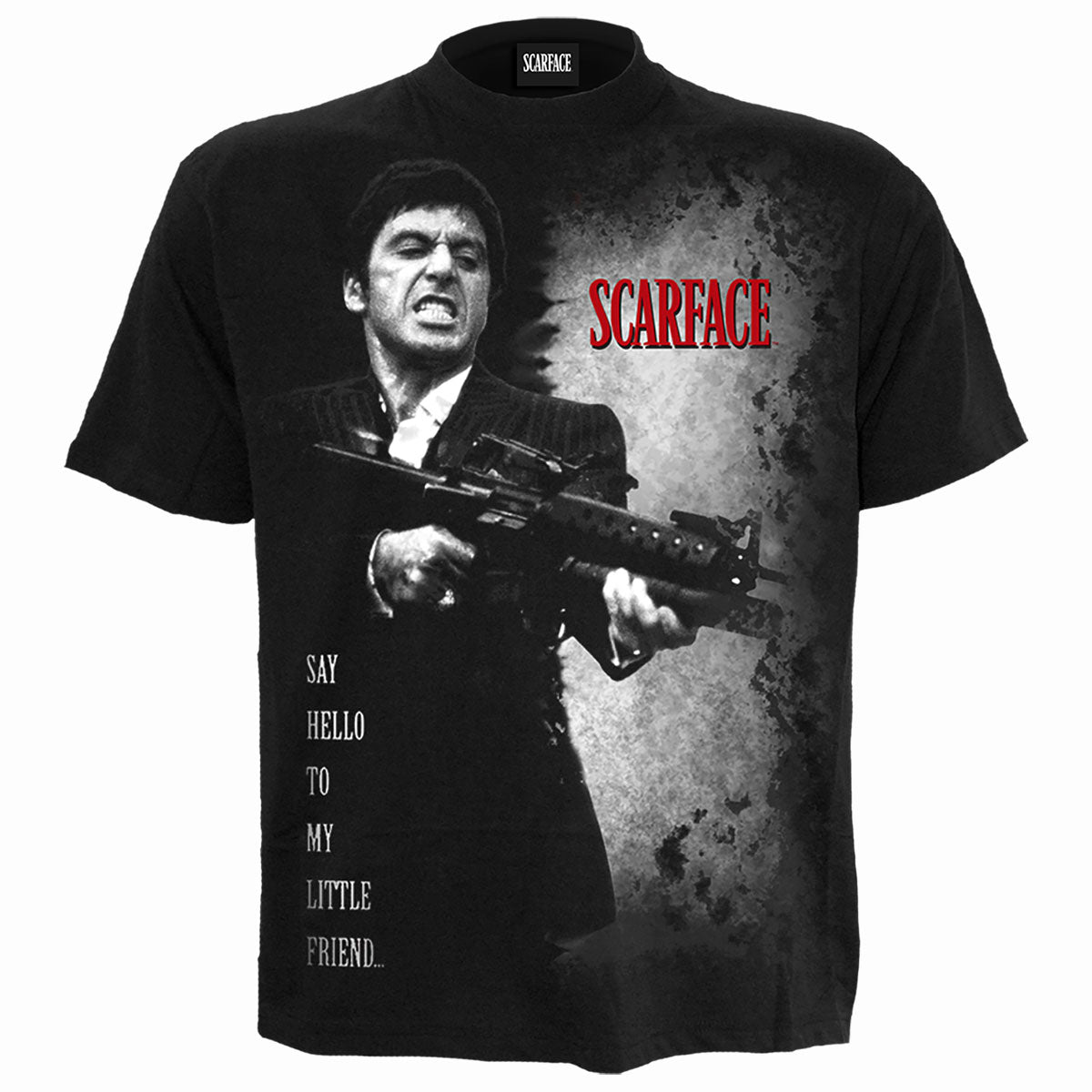 SCARFACE - SAY HELLO - Front Print T-Shirt Black