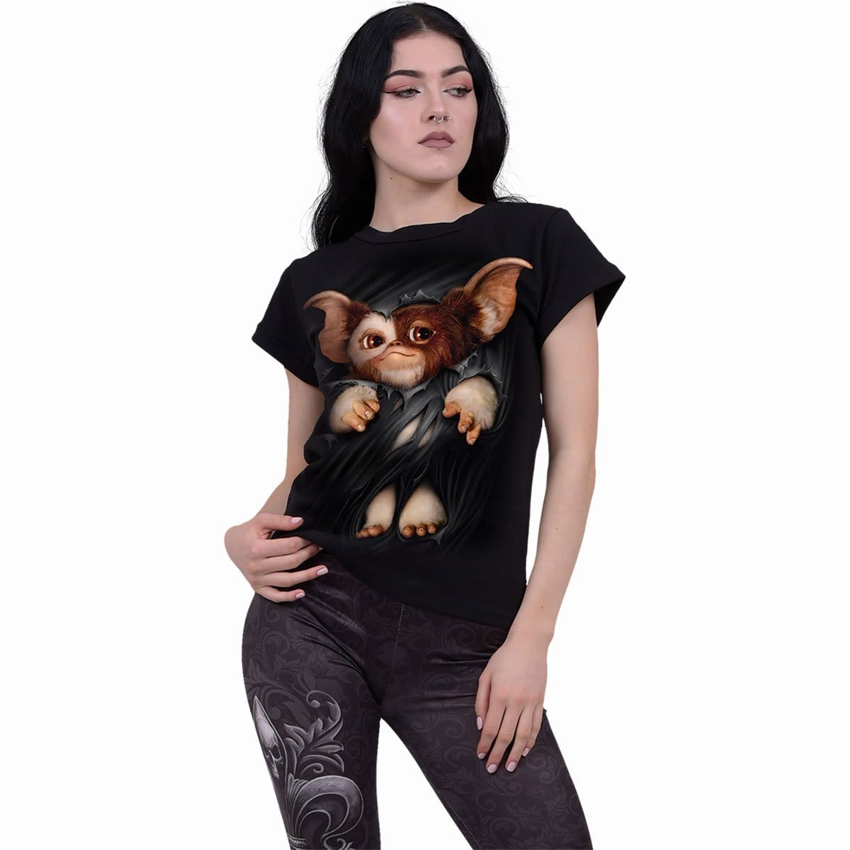 GREMLINS - GIZMO - Boatneck Cap Sleeve Top Black - Spiral USA