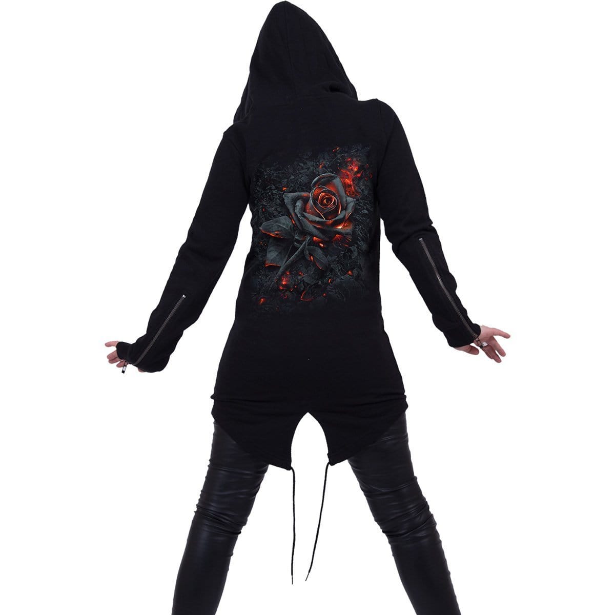 BURNT ROSE - Ladies Fish Tail Full Zip Hoody - Zip Sleeve - Spiral USA