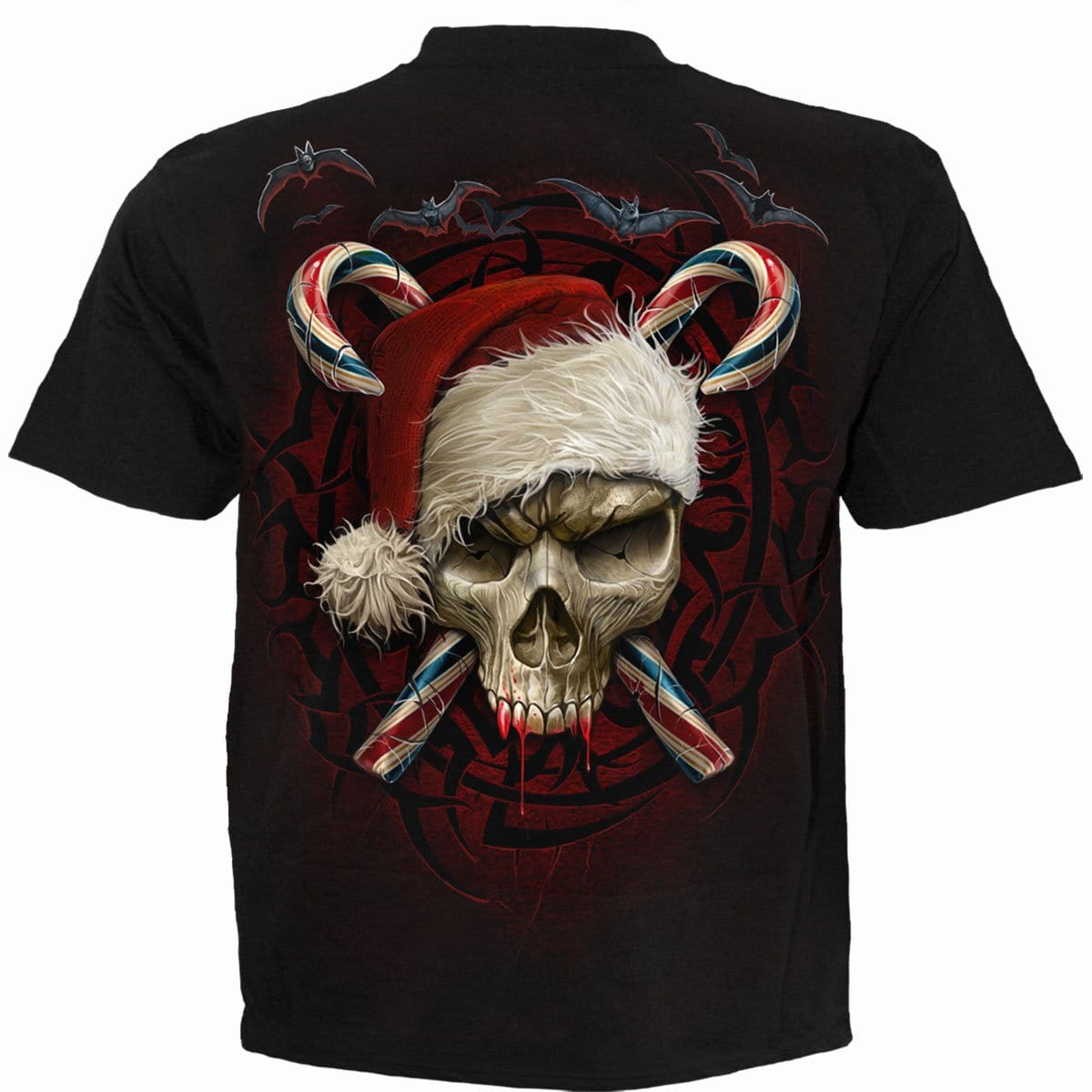 CANDY CANE SANTA - T-Shirt Black - Spiral USA