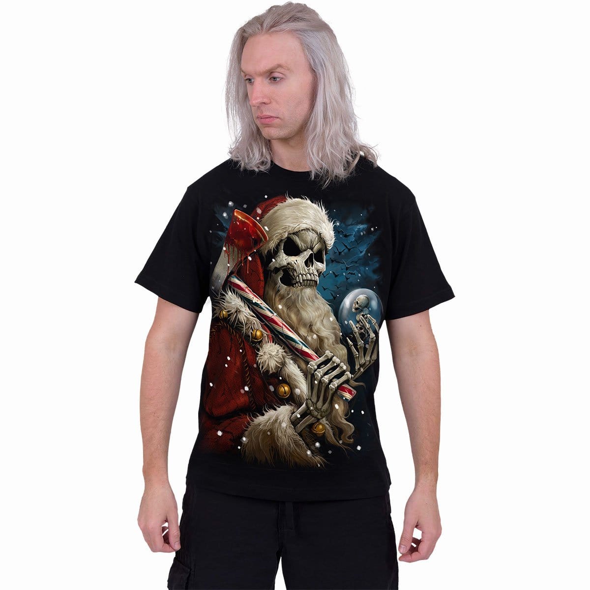 CANDY CANE SANTA - T-Shirt Black - Spiral USA