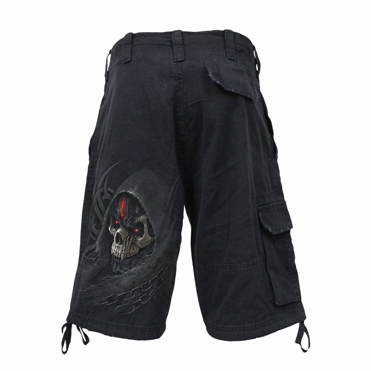 DARK DEATH - Vintage Cargo Shorts Black - Spiral USA