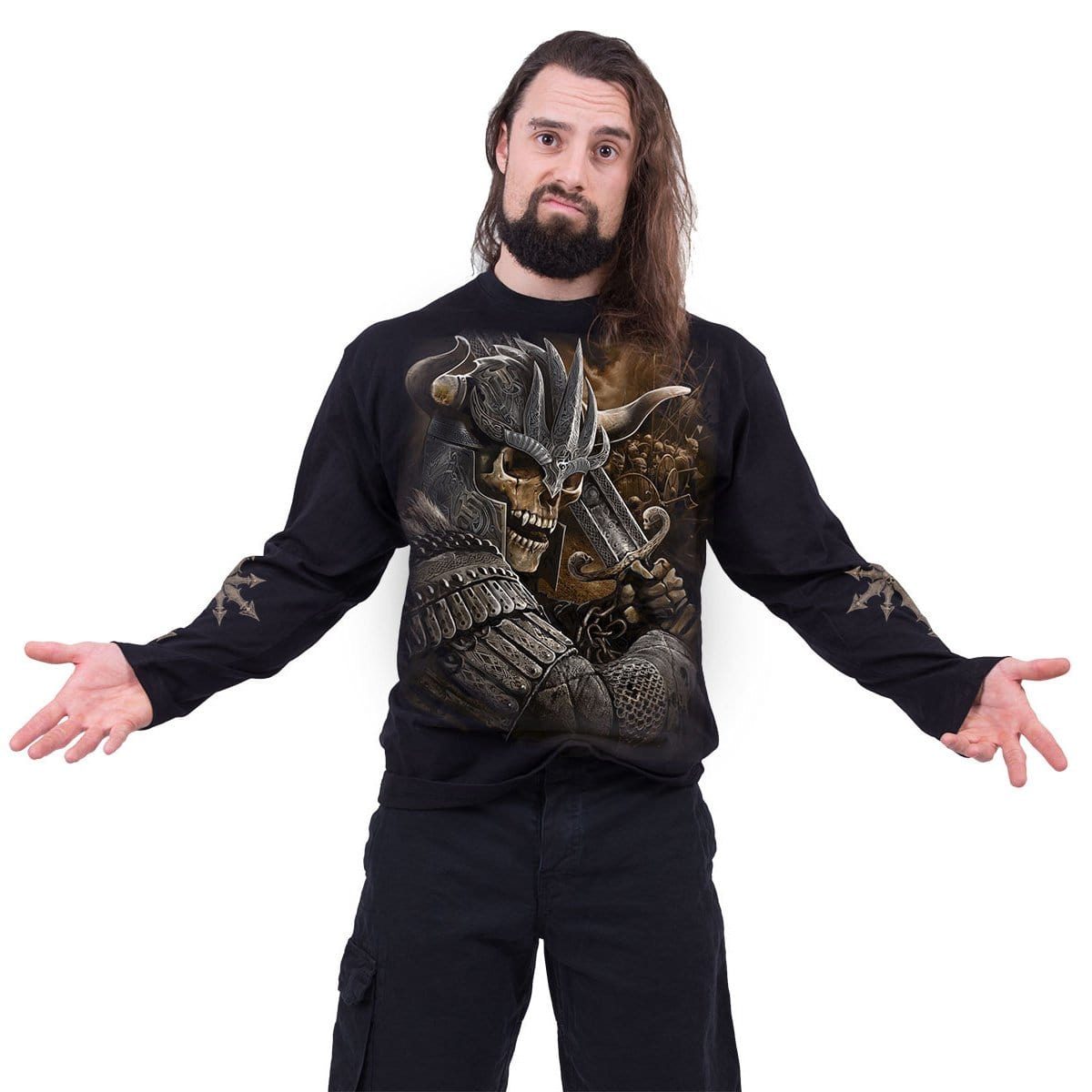 VIKING WARRIOR - Longsleeve T-Shirt Black - Spiral USA