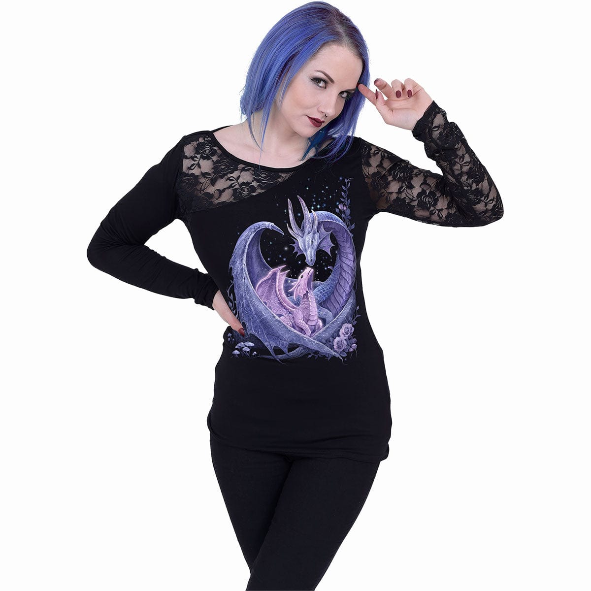 MATERNAL INSTINCTS - Lace One Shoulder Top Black - Spiral USA