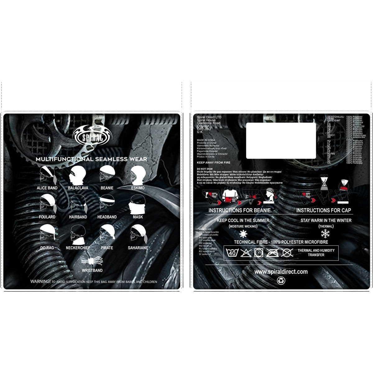 BIO-SKULL - Multifunctional Face Wraps - Spiral USA