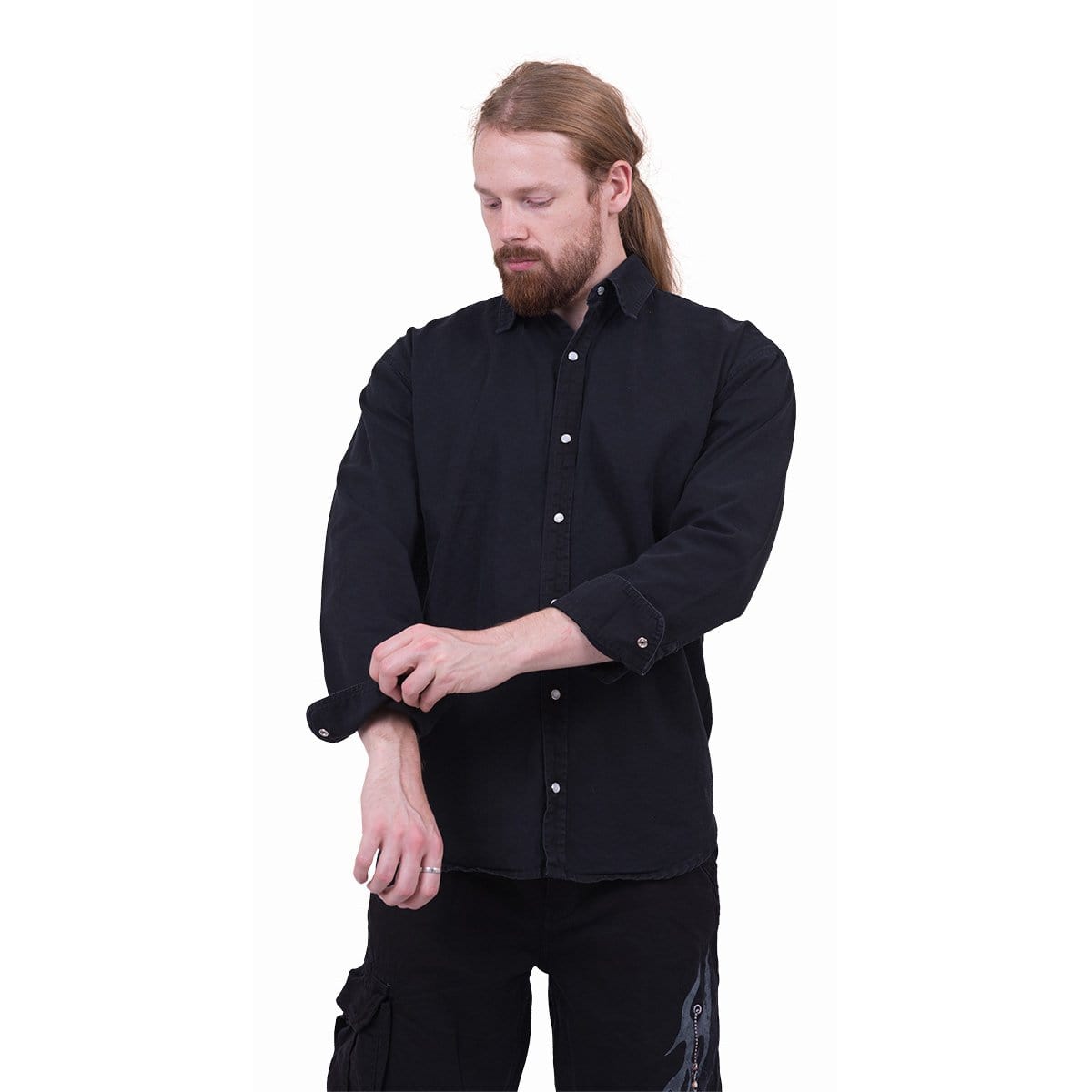 METAL STREETWEAR - Longsleeve Stone Washed Worker Black - Spiral USA