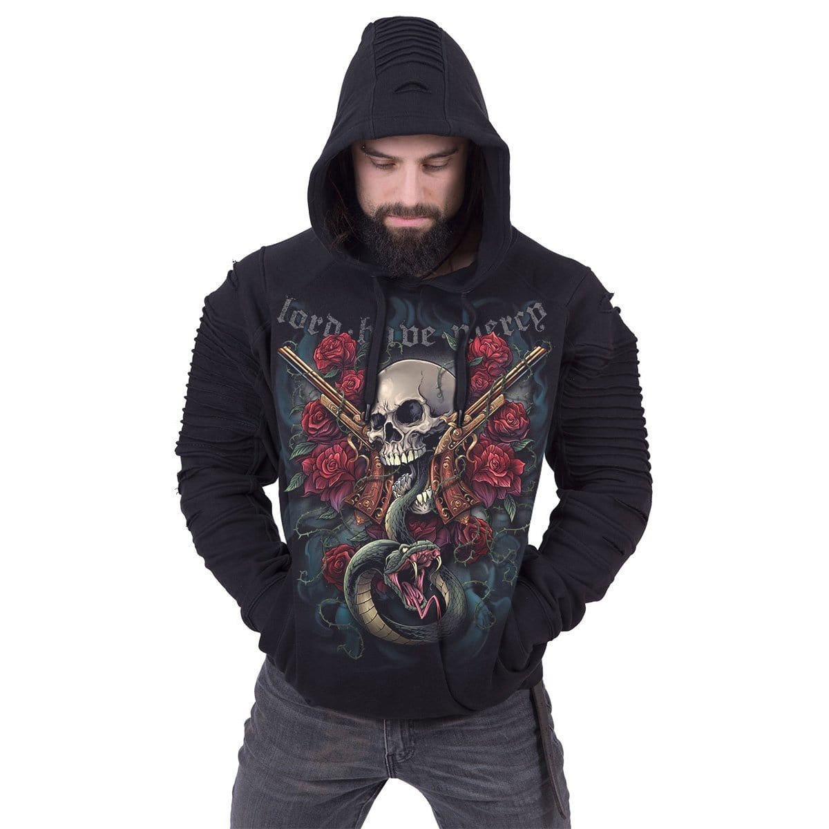 LORD HAVE MERCY - Premuim Biker Fashion Mens Hoodie - Spiral USA