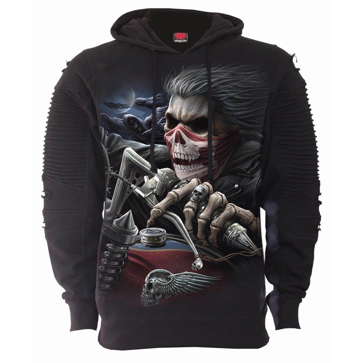 British Soul Biker Attitude Men's Hoodie – Motorbike Graphic, 80% Cotton 20% Polyester