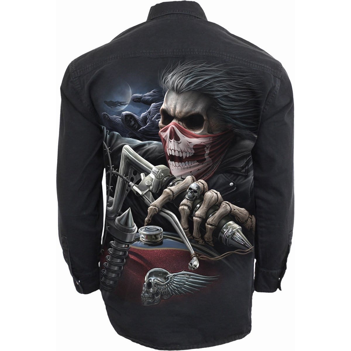 SOUL RIDER - Longsleeve Stone Washed Worker Black - Spiral USA