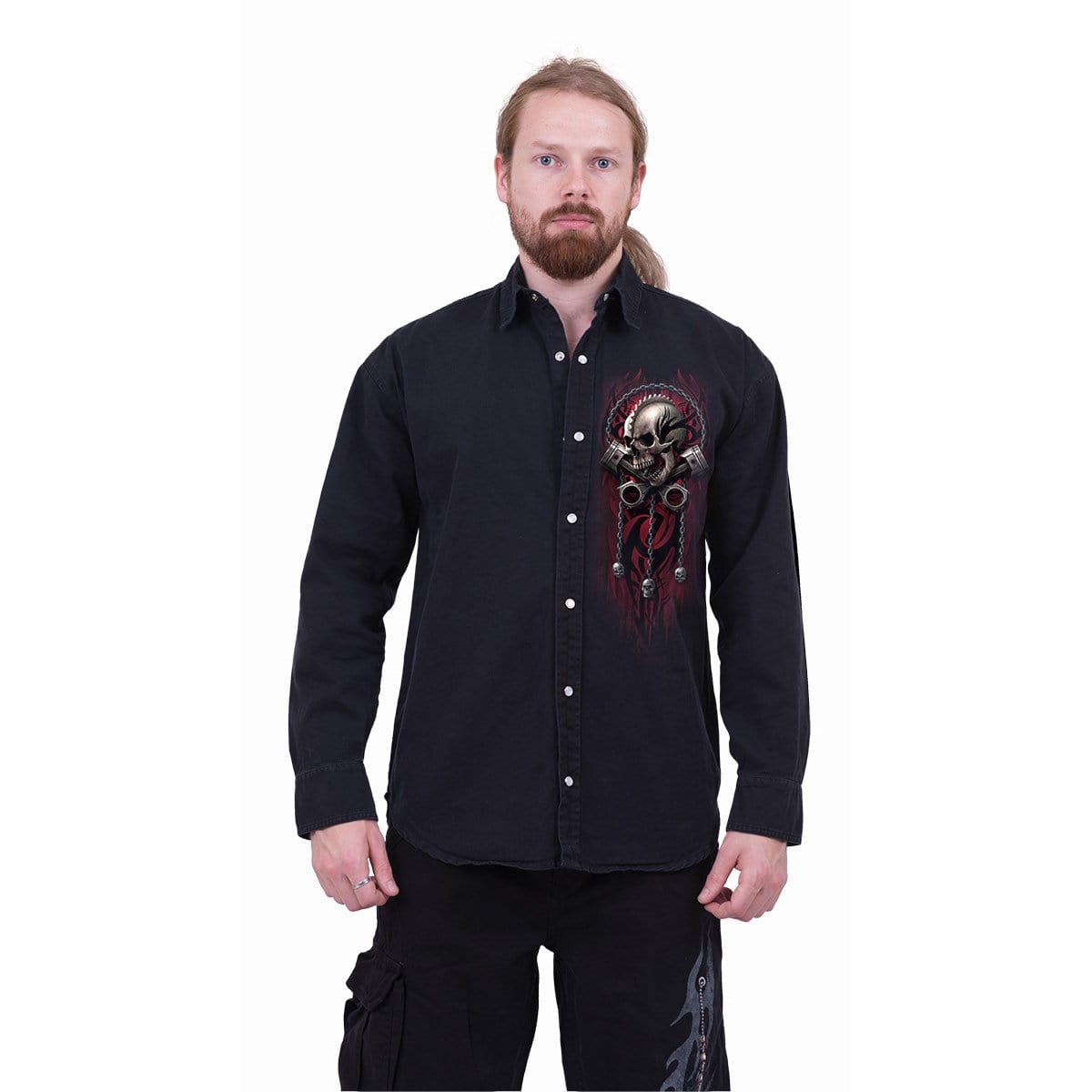 SOUL RIDER - Longsleeve Stone Washed Worker Black - Spiral USA