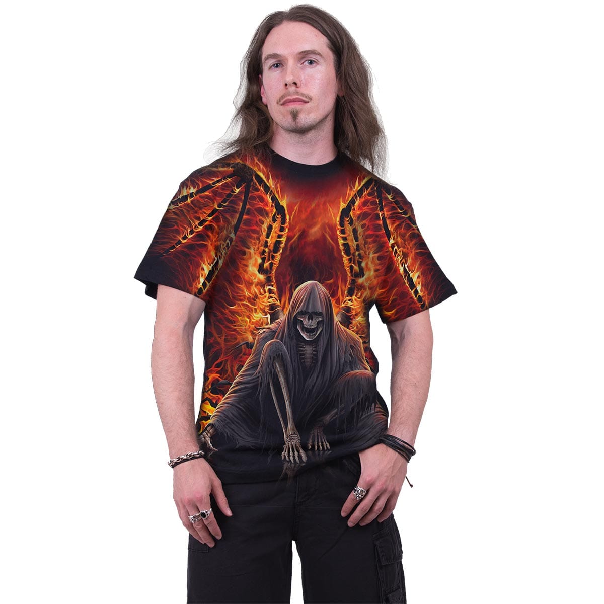 FLAMING DEATH - Allover T-Shirt Black - Spiral USA