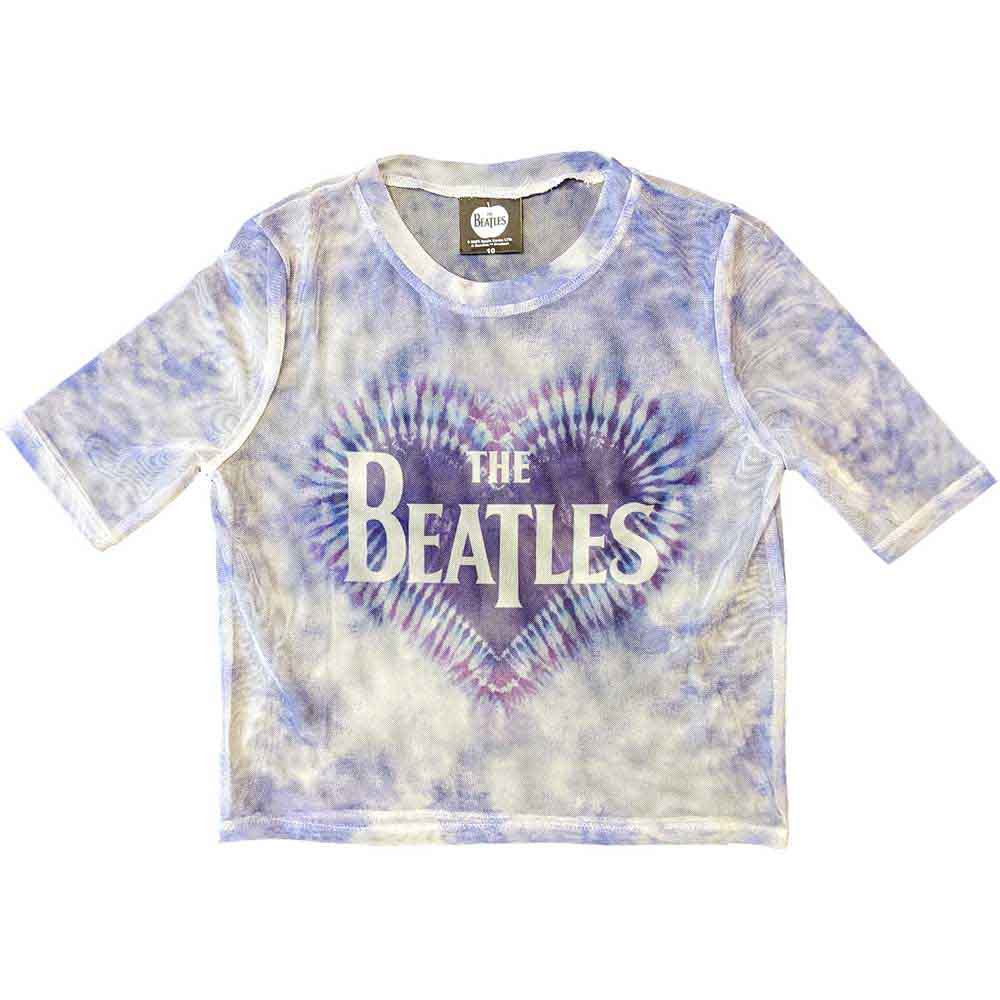THE BEATLES - HEART & DROP T LOGO - Ladies Crop Top White