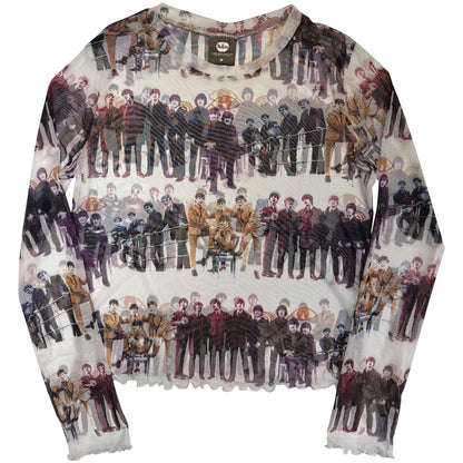 THE BEATLES - ANTHOLOGY COLOURS REPEAT - Ladies Long Sleeve Crop Top White