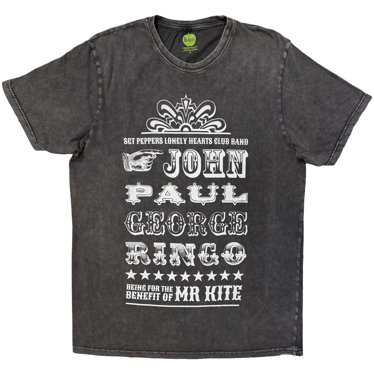 THE BEATLES - MR KITE - Stone Wash T-Shirt Grey