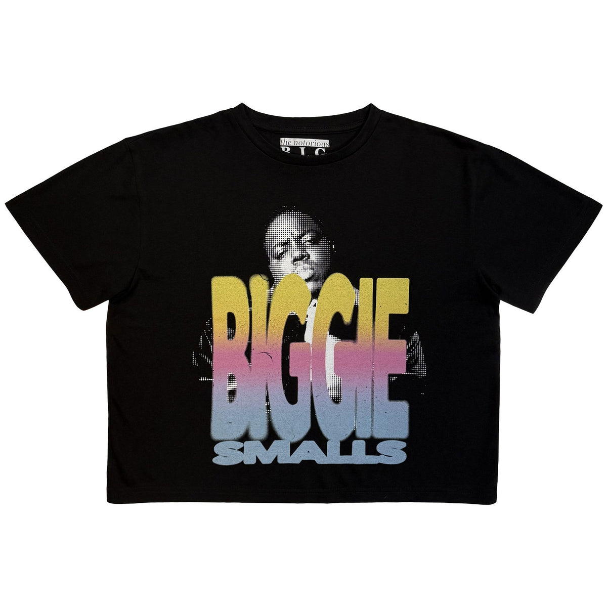 BIGGIE SMALLS - HALFTONE BIGGIE - Ladies Crop Top Black
