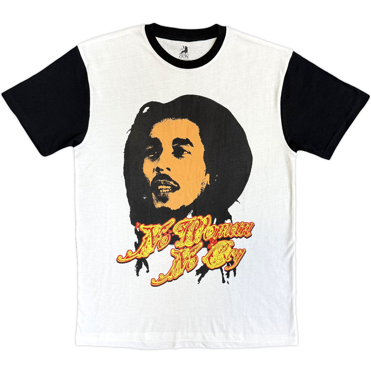 BOB MARLEY - NO WOMAN - Raglan T-Shirt Black, White