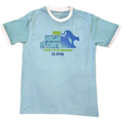 DEF LEPPARD - HIGH N' DRY - Ringer T-Shirt Green