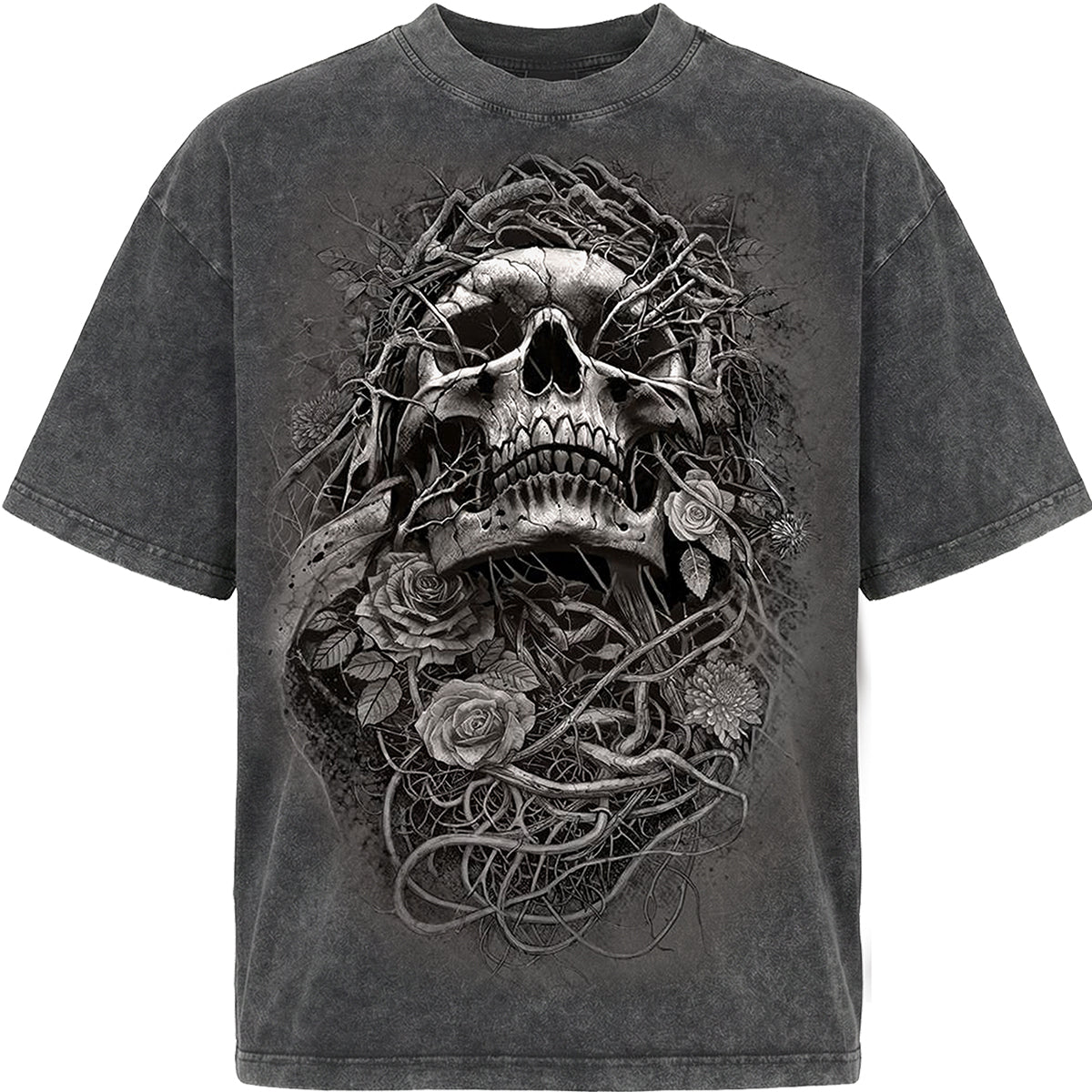 ACID REAPER - Box T-Shirt Acid Wash Charcoal