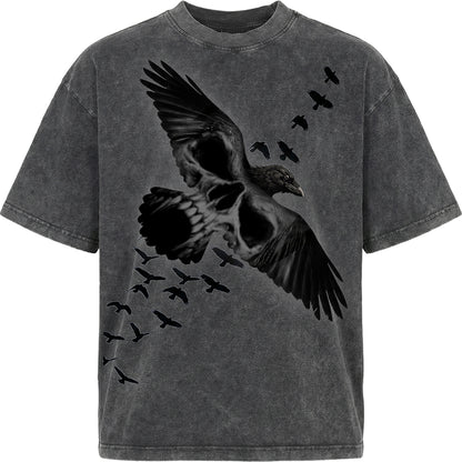 ACID CROW - Box T-Shirt Acid Wash Charcoal