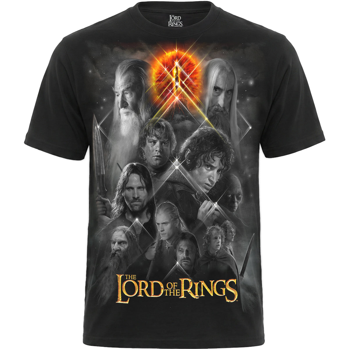 LOTR - FELLOWSHIP MONO - Front Print T-Shirt Black