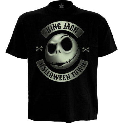 Nightmare Before Christmas Glow In The Dark Jack Head Crew Neck Short Sleeve Black Adult T Shirt Xs - Foto 2