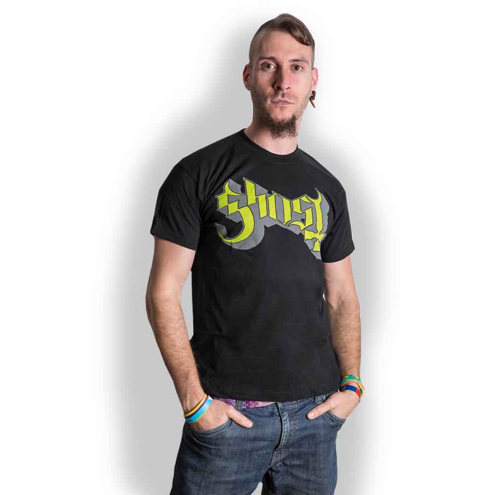 GHOST - GREEN/GREY KEYLINE LOGO - T-Shirt Black