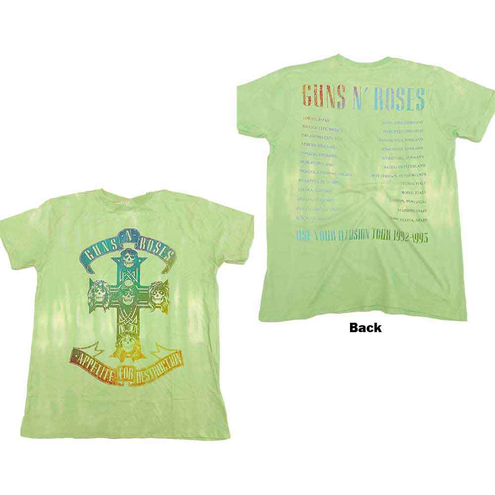 GUNS N' ROSES - GRADIENT USE YOUR ILLUSION TOUR - T-Shirt Green