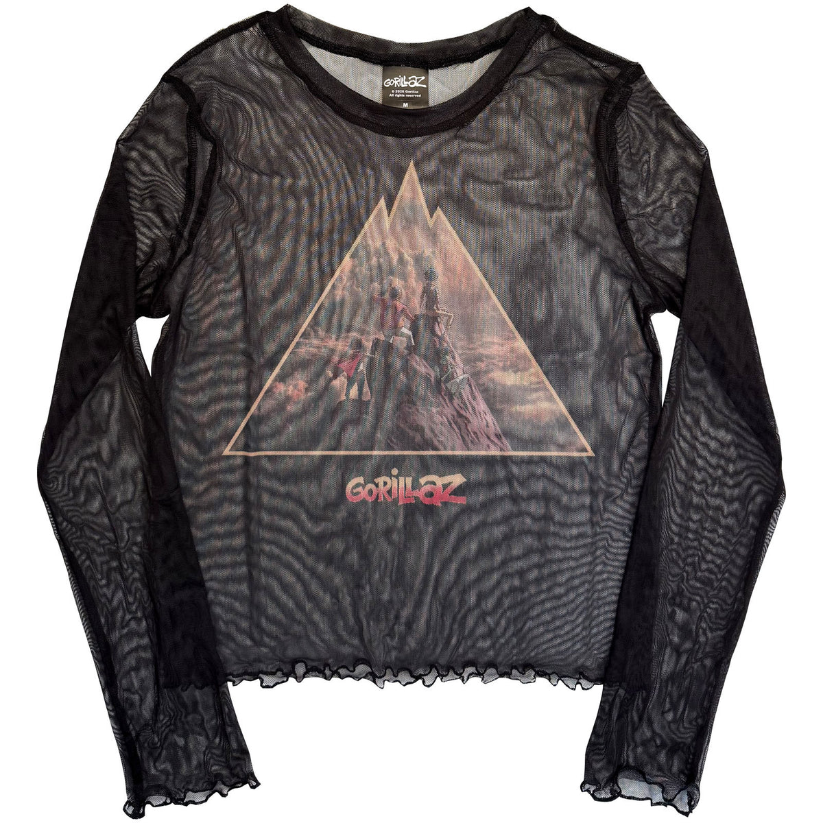 GORILLAZ - THE MOUNTAIN - Ladies Long Sleeve Crop Top Black