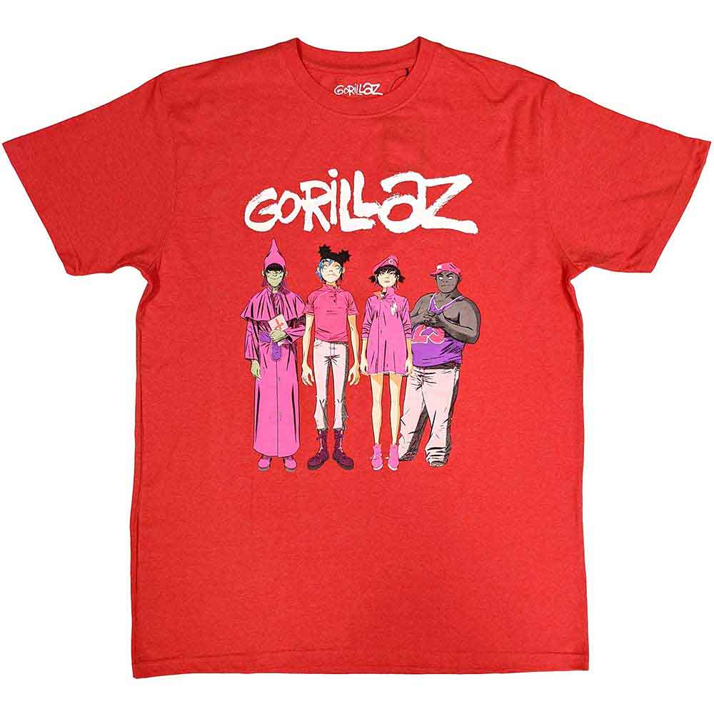 GORILLAZ - CRACKER ISLAND STANDING GROUP - T-Shirt Red