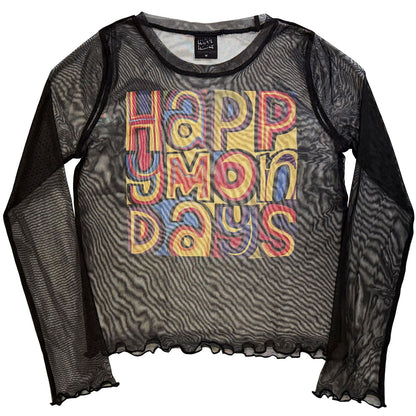 HAPPY MONDAYS - GREATEST HITS - Ladies Long Sleeve Crop Top Black