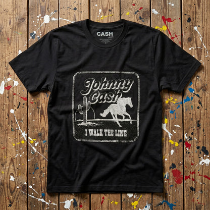 JOHNNY CASH - I WALK THE LINE - Carbon T-Shirt Black