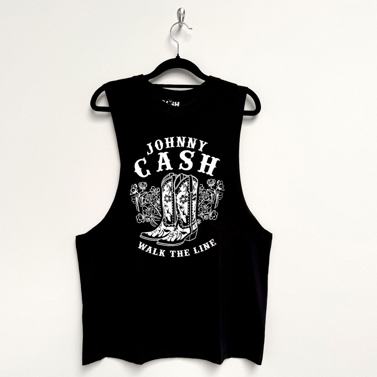 JOHNNY CASH - WALK THE LINE BOOTS - Vest T-Shirt Black