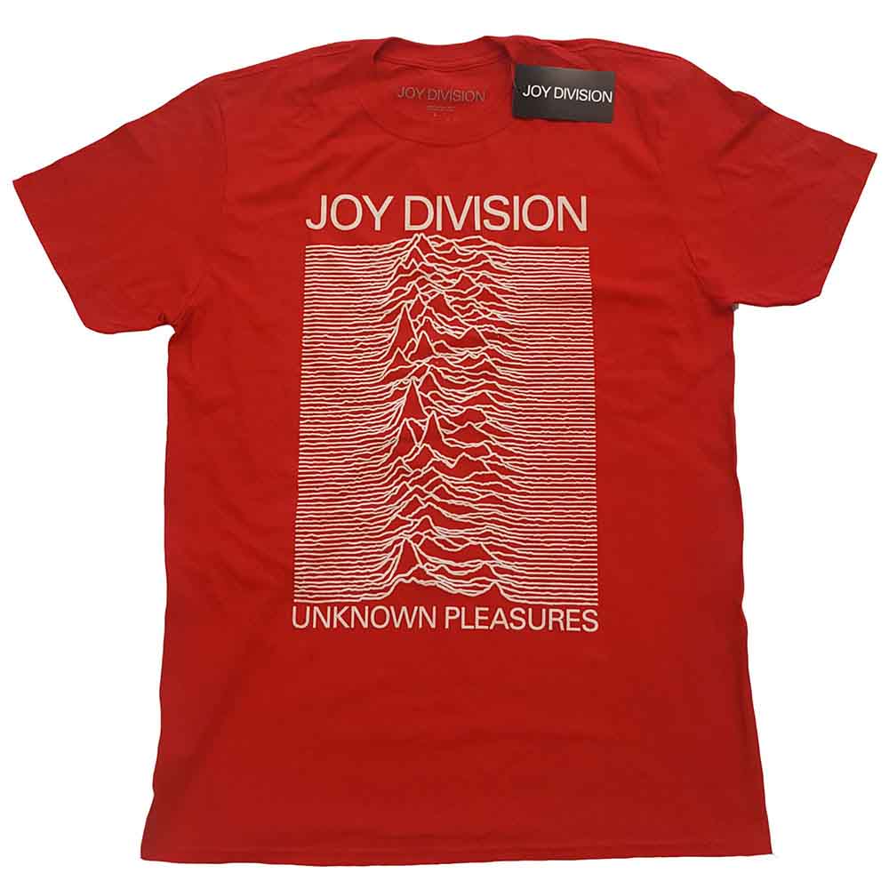JOY DIVISION - UNKNOWN PLEASURES WHITE ON RED - T-Shirt Red