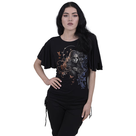 GOTHIC GRACE - Boat Neck Bat Sleeve Top Black