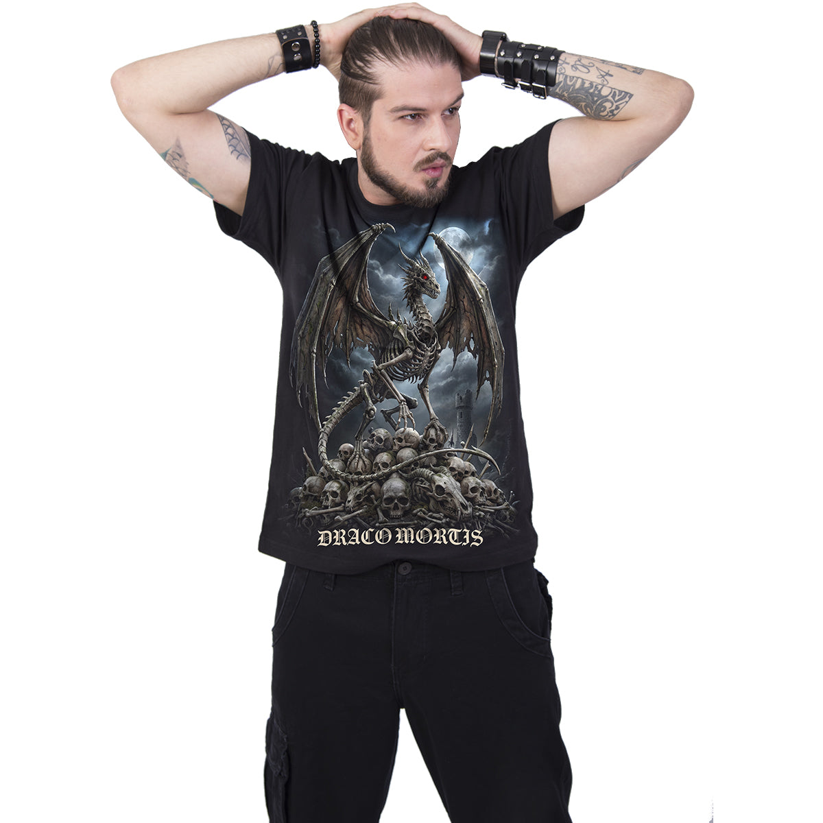 DRACO MORTIS  - Front Print T-Shirt Black