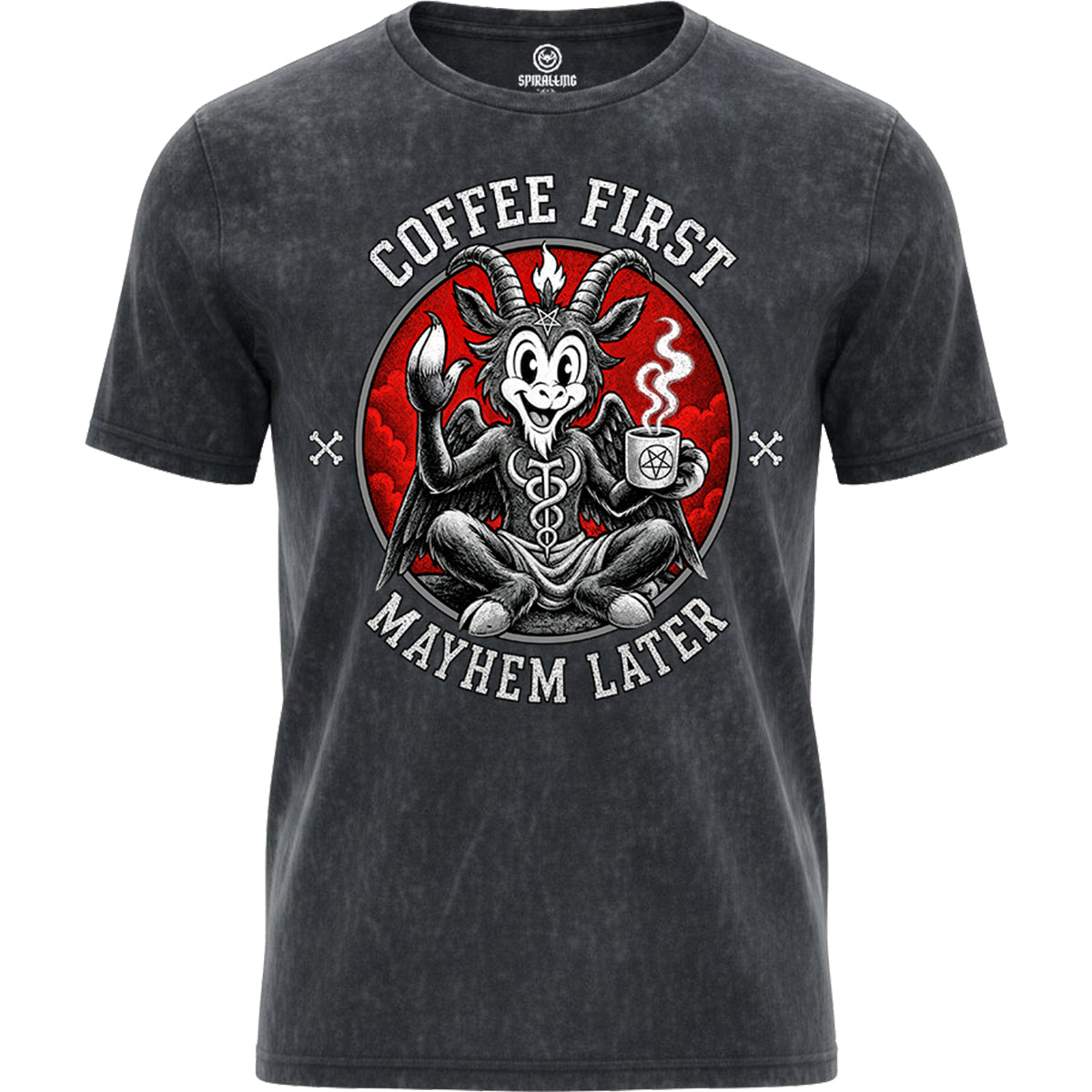 COFFEE AND MAYHEM  - Acid Wash T-Shirt